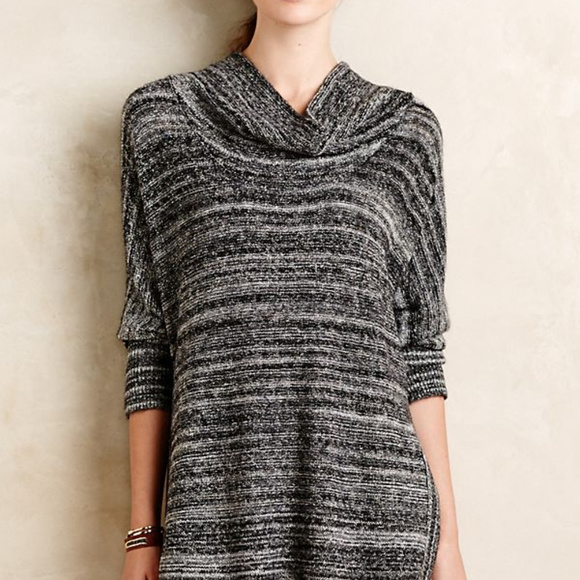 Anthropologie Spacedye gray Cowl Tunic sweater Field Flower size XS oversized - Picture 3 of 8